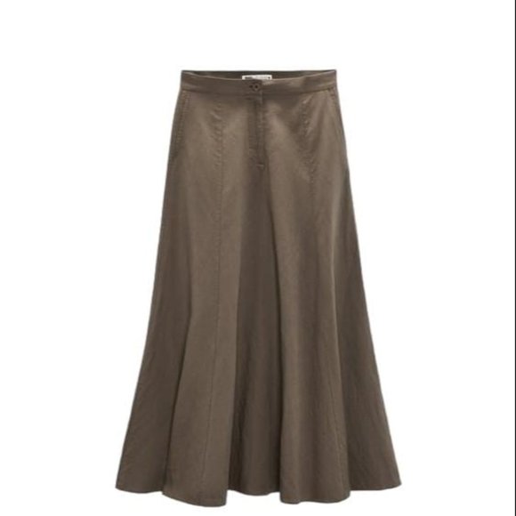 Zara Skirts Zara Long Linen Blend Skirt Toffee Size M 478679745
